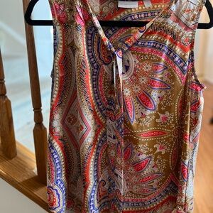 New York & Company Multicolor Paisley Tie-Neck Camisole